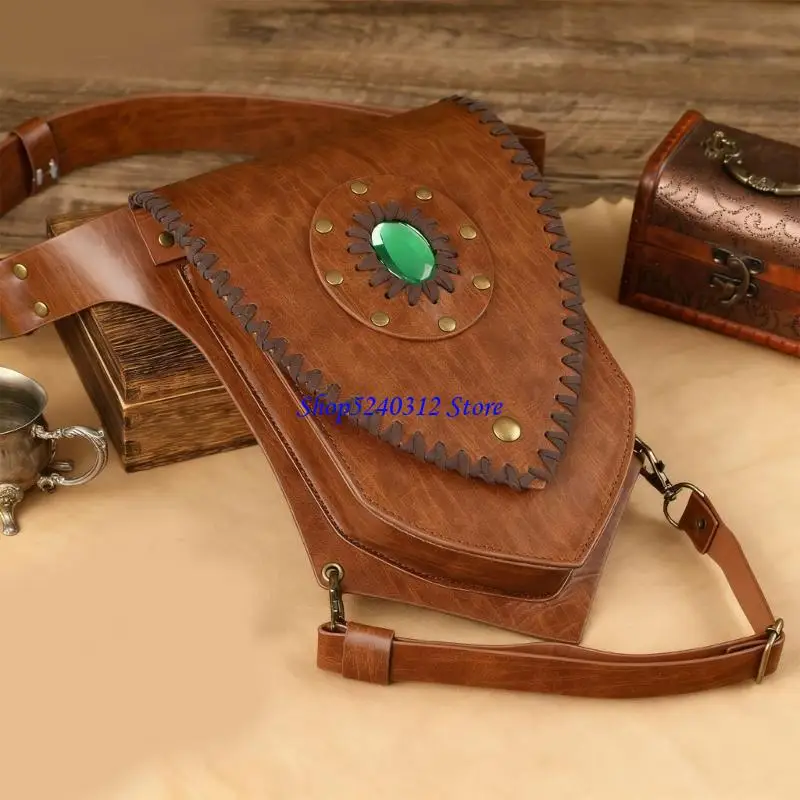 

634C Renaissances Leg Harness Bag Leather Belt Bag Fanny Pack Medieval Vikinges Pirate Leather Drop Leg Bag for Halloween