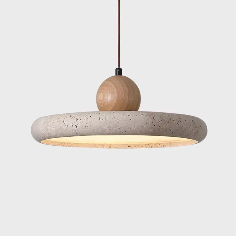 Retro pietra naturale arte ciondolo luce gialla travertino LED lampadario camera da letto comodino decorazione apparecchi di illuminazione per la casa