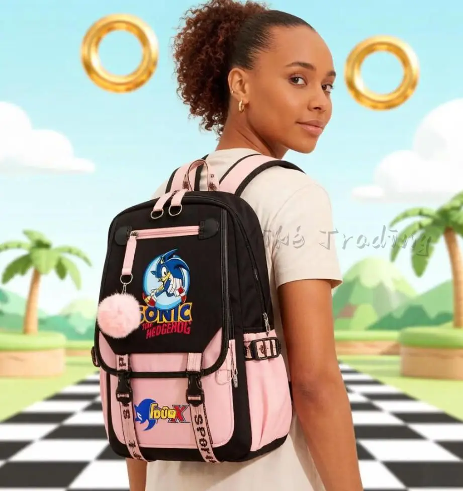 

Рюкзак Super Game Sonic с цифровым принтом логотипа, с изображением Синего Ежа, Эми и Шэдоу, для мальчиков и девочек, холщовая сумка, подарки для студентов