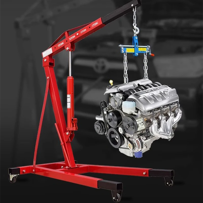 Hydraulic Engine Hoist with Lever 2 Ton/4400 LBS Foldable Engine Crane and Engine Hoist Leveler for Auto Repair, Loading