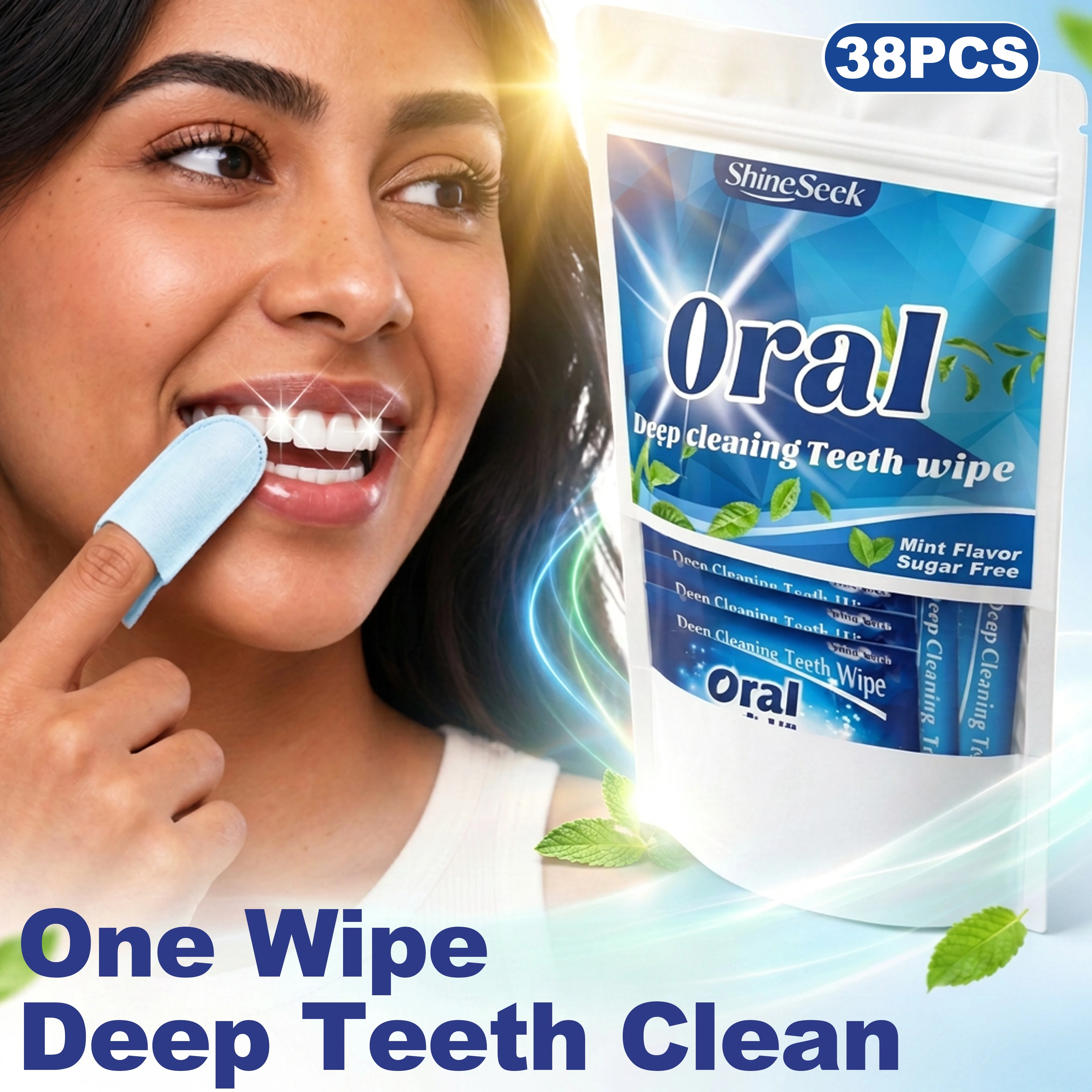 38Pcs Mint-Flavored Sugar-Free Tooth Cleaning Finger Wipes, No Need to Brush Teeth to Clean the Oral Cavity, Finger-Shaped Design for Easy Use, Individually Packaged for Hygiene, Easy to Carry, Suitable for Cleaning Teeth Anytime, Refreshing Breath, Cleaning Teeth after Meals When Going Out, Preventing Food Residue in the Mouth