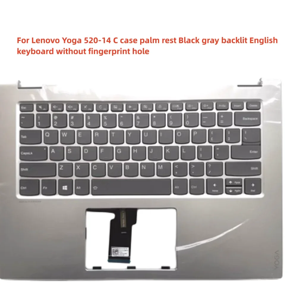 Imagem -03 - Teclado Inglês com Retroiluminação Superior Prata c Shell Palmrest para Lenovo Yoga 52014ikb Flex 1470 Yoga 520-14 Novo Original