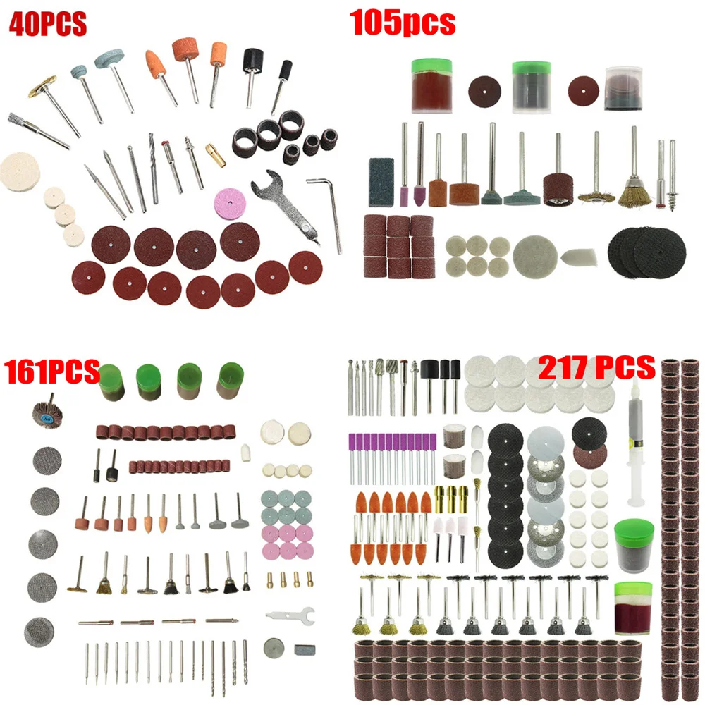 40/105/161/217Pcs Electric Drill Multi Rotary Tool Accessories Set Grinding Polishing Rotate Polishing Kits For Dremel Accessory