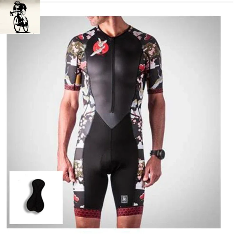 Men's Wholesale Custom Breathable Short Sleeves Cycling Jersey Custom ,Sublimation Printing Professional Triathlon Jumpsuit Suit