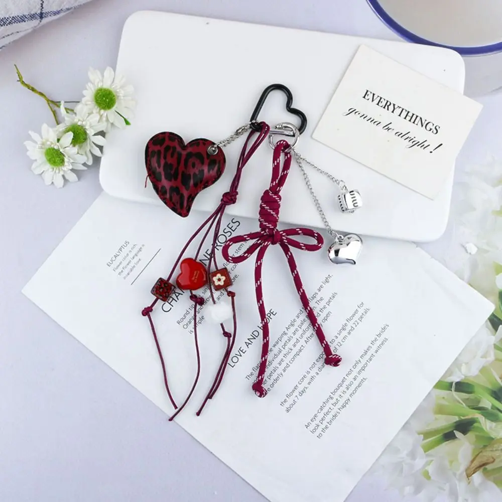 Cute Heart Purse Hanging Pendants Bow Hanmade Rope Keychain Bag Pendants