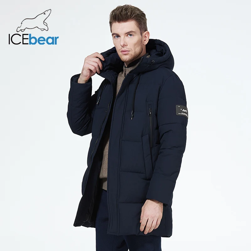 ICEbear 2023 winter  men\'s clothing thicken warm men\'s jacket hooded men\'s mid-length  coat fashionable cotton jacket MWD3061D