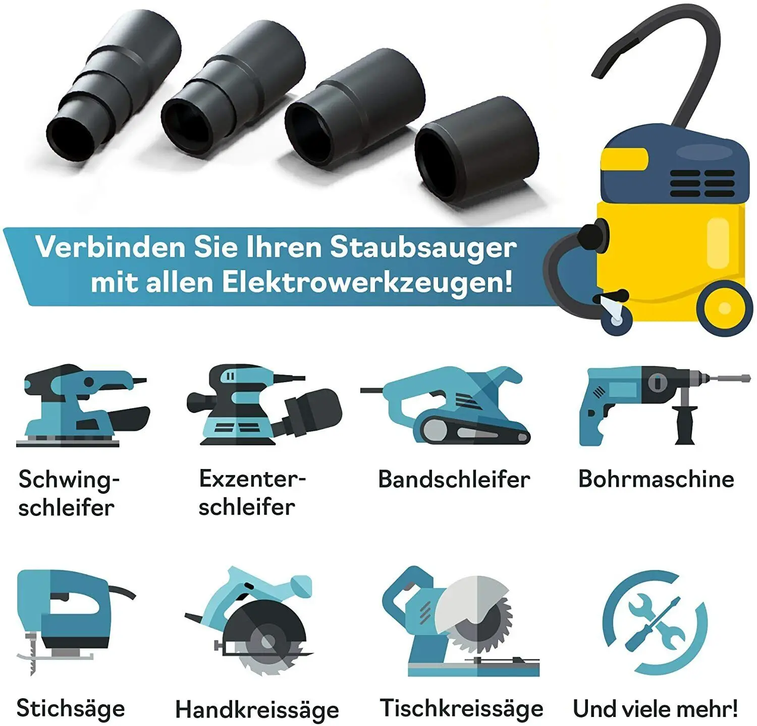 2Pcs Hose Adapter Shop Vac Hose Accessories Adaptor Connector Four-layer Adapter