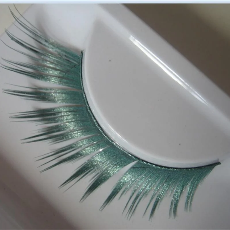 1 pairs green winged spray colorful false eyelashes masquerade exaggeration stage natural false eye lashes PC10