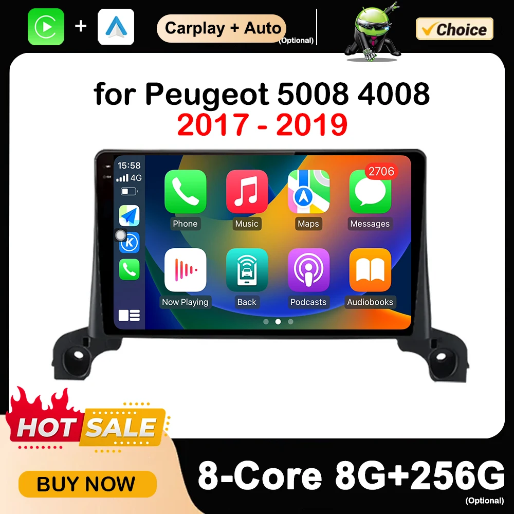 9 pollici per Peugeot 5008 4008 2017 - 2019 Car Multimedia Radio Video Player Android OS GPS Navi WiFi + 4G QLED Touch Screen BT