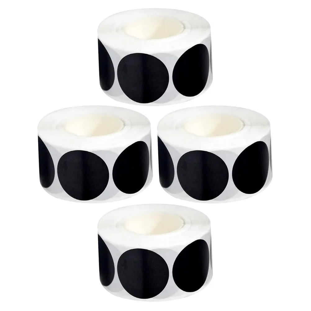 4 Rolls Black Circle Stickers Roll Permanent Strong Adhesion Waterproof Blank Round Labels for Classroom Storage Bins Containers