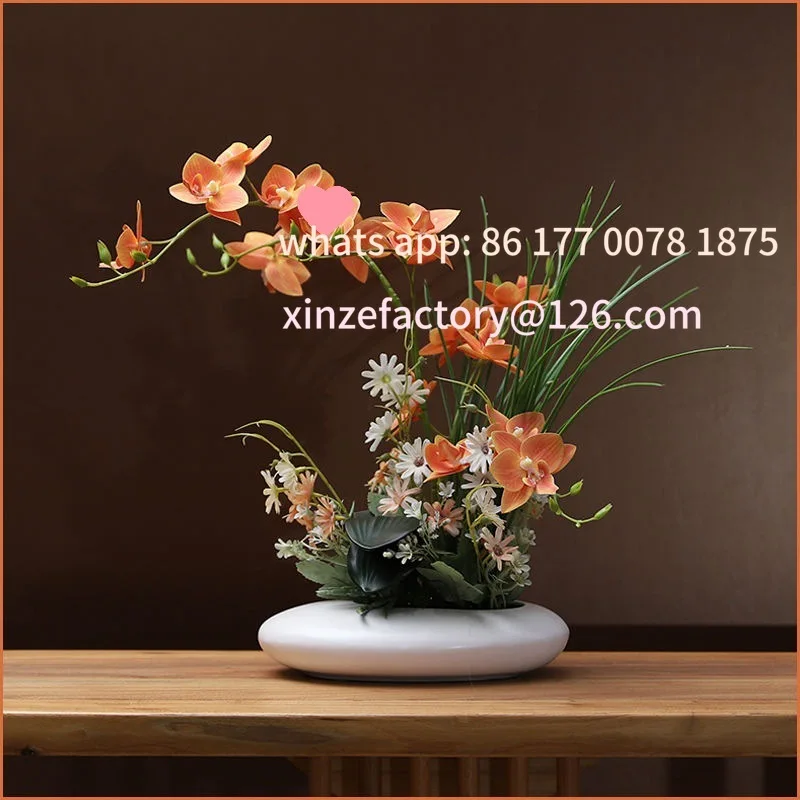 Customizable Modern Ceramic Vase Dove Orchid Simulation Flower Figurines Home Livingroom Furnishing Crafts Cafe Table Fake