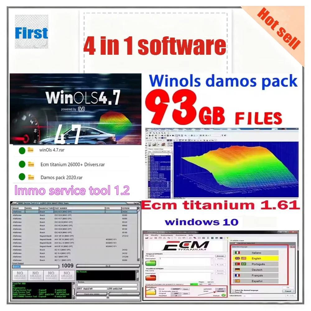 

Winols 4.7 ECU Programming Tool+93GB damos Files + Immo Service Tool V1.2+ECM TITANIUM 26100 + Installation Video Guid