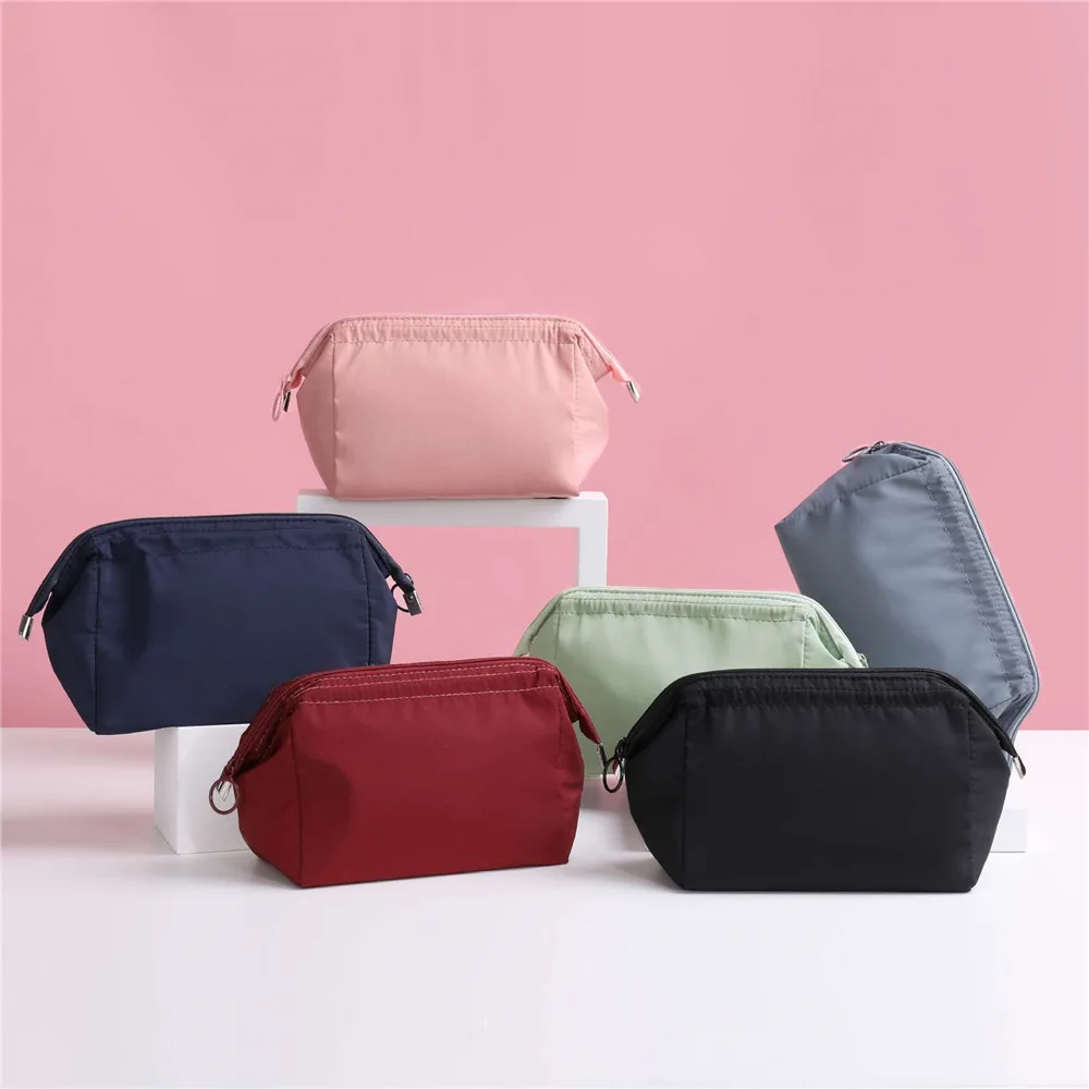 Portable Women'S Cosmetic Bag For Makeup Bag Solid Color Travel Organizer Zipper Mini Bag Travel Pouch Women Toiletry Bag