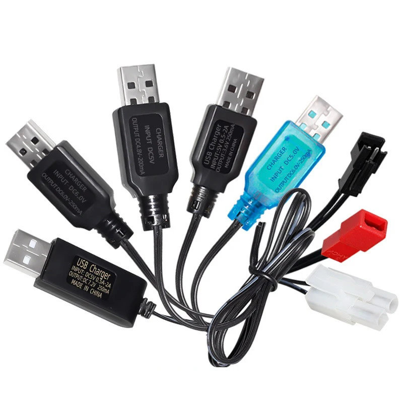 Cargador USB de batería para coche, Cable de carga de 3,6 V, 4,8 V, 6V, 7,2 V, 250mA, NiMh/NiCd, enchufe delantero SM 2P, Control remoto, juguete