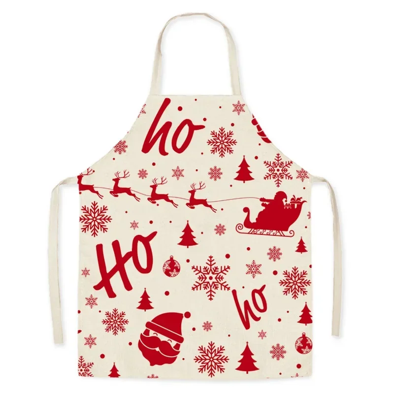 Christmas Apron Santa Linen Stain Resistant Sleeveless Apron Housekeeping Cleaning Tools Kitchen Baking Overalls Apron for Kids