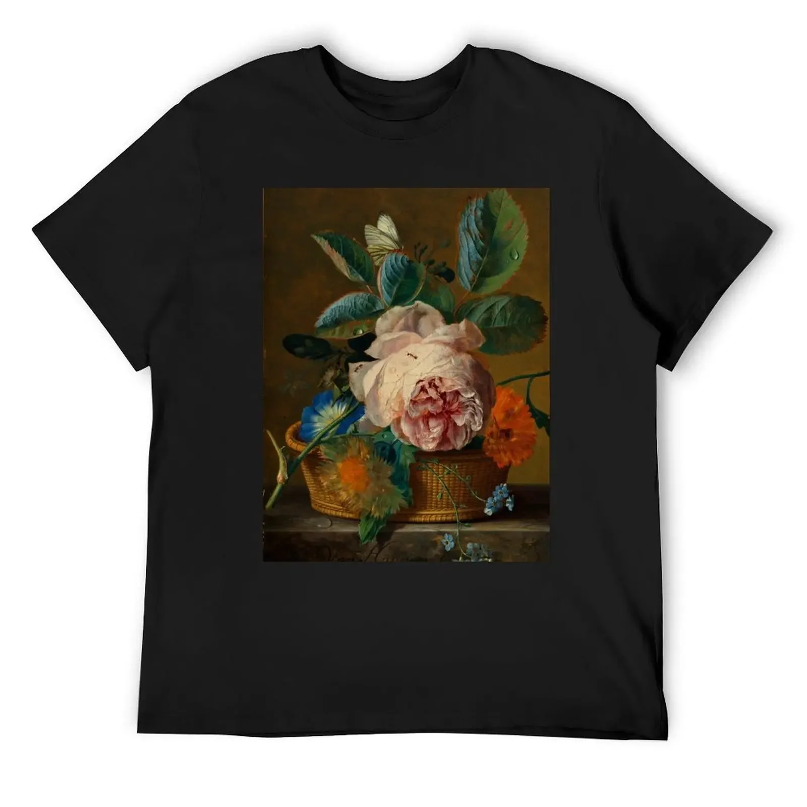 

Jan van Huysum Basket with flowers T-Shirt graphic tee shirt customs new edition t shirt men