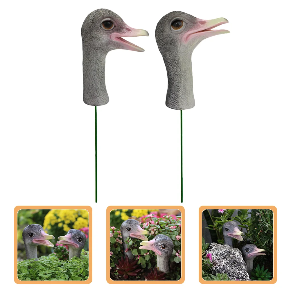 2 Pcs Simulated Ostrich Statue Resin Craft Head Props Decorate Household 1600X650X400CM Crafts Decoration Sculpture Desktop