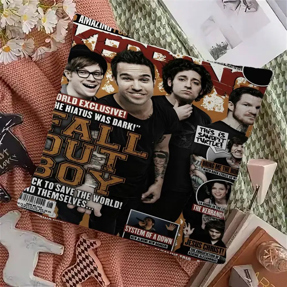 روك باند F-الخريف O-Out Boy أنيمي صورة شخصية نص المنزل وسائد للديكور الهدايا المنزلية 45x45 سنتيمتر #4