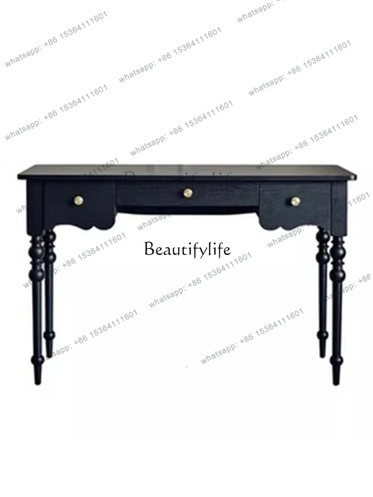 

pg45French retro solid wood desk, bedroom single comb dressing table, computer office