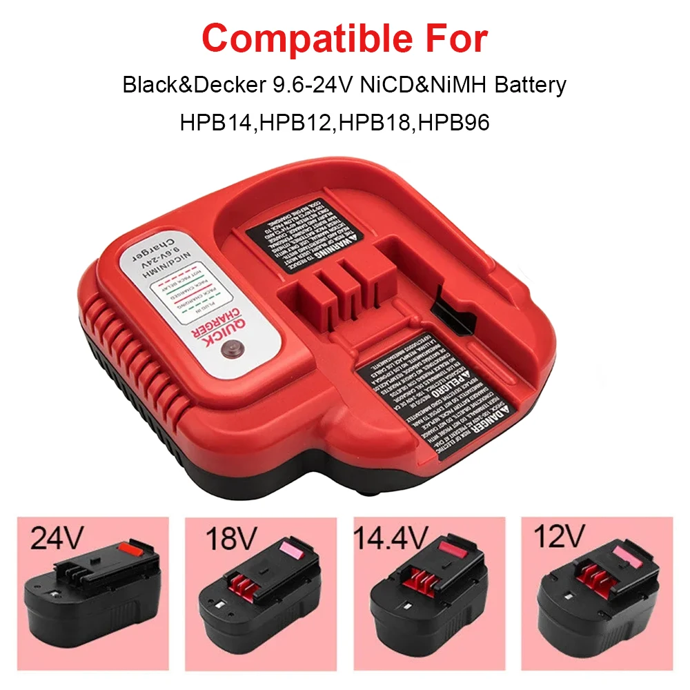 Carregador de bateria de substituição para Black & Decker Ni-CD Ni-MH Bateria Multi-Volt 9.6V/12V/14.4V/18V Carregador de bateria rápido