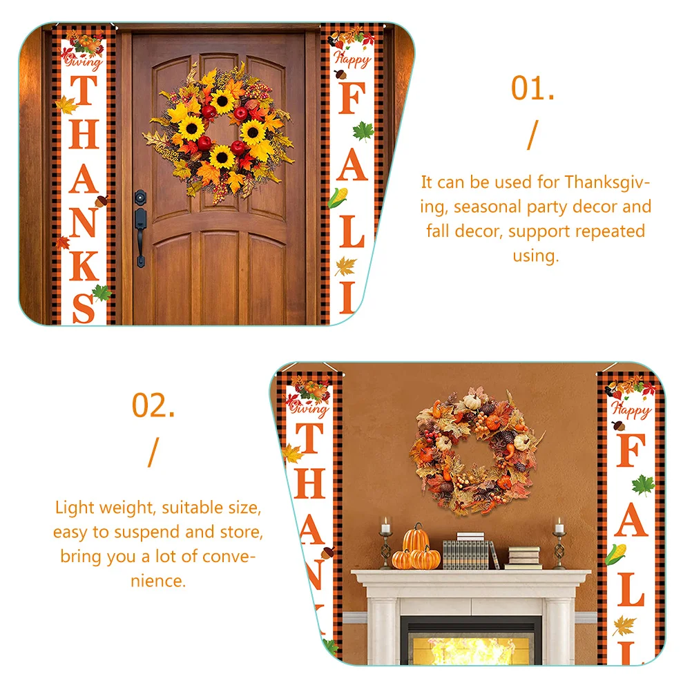 

Thanksgiving Couplets Fall Door Banner Banners for Front Outdoor Hanging Holiday Autumn Decorations Baby