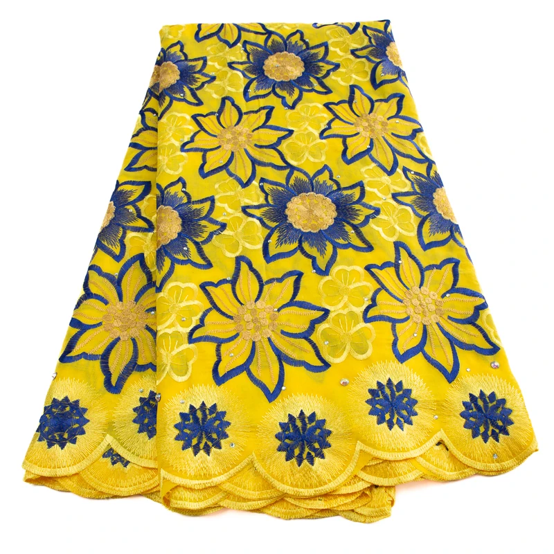 أحدث قماش دانتيل جاف من القطن الأفريقي بالحجارة 2025 جودة عالية 5 ياردات دانتيل فوال سويسري للخياطة النيجيرية لحفلات الزفاف #5