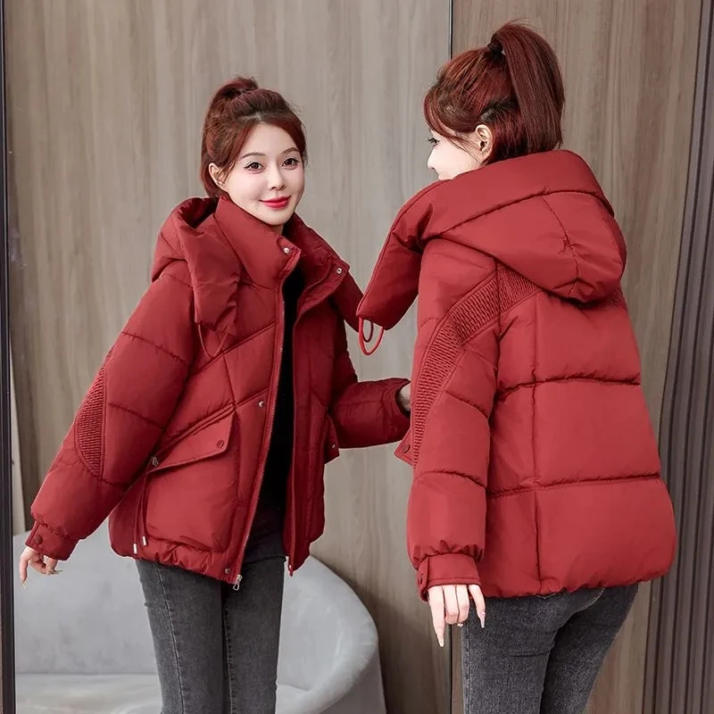 

Short Cotton-padded Jacket Women's Coat Winter New Fashion Bread and Clothing Loose Hooded Padded Coat Female Overcoat Clothing
