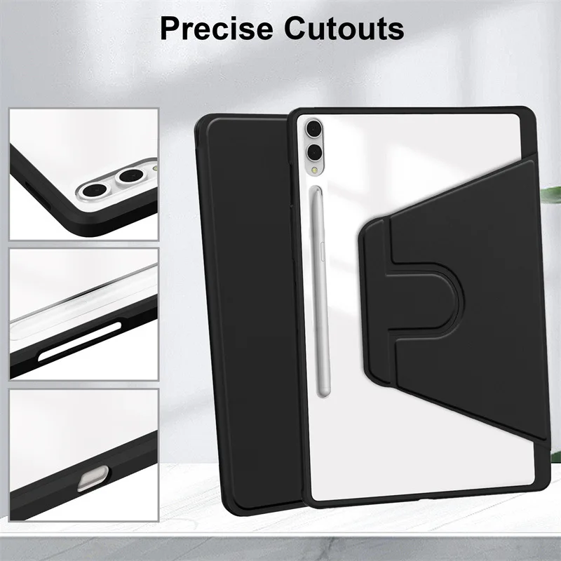 حافظة لهاتف سامسونج جالاكسي تاب S11 الترا 2025/سامسونج S10 S9 S8 الترا 14.6 بوصة غطاء خلفي أكريليك حامل دوران 360 مع فتحة قلم