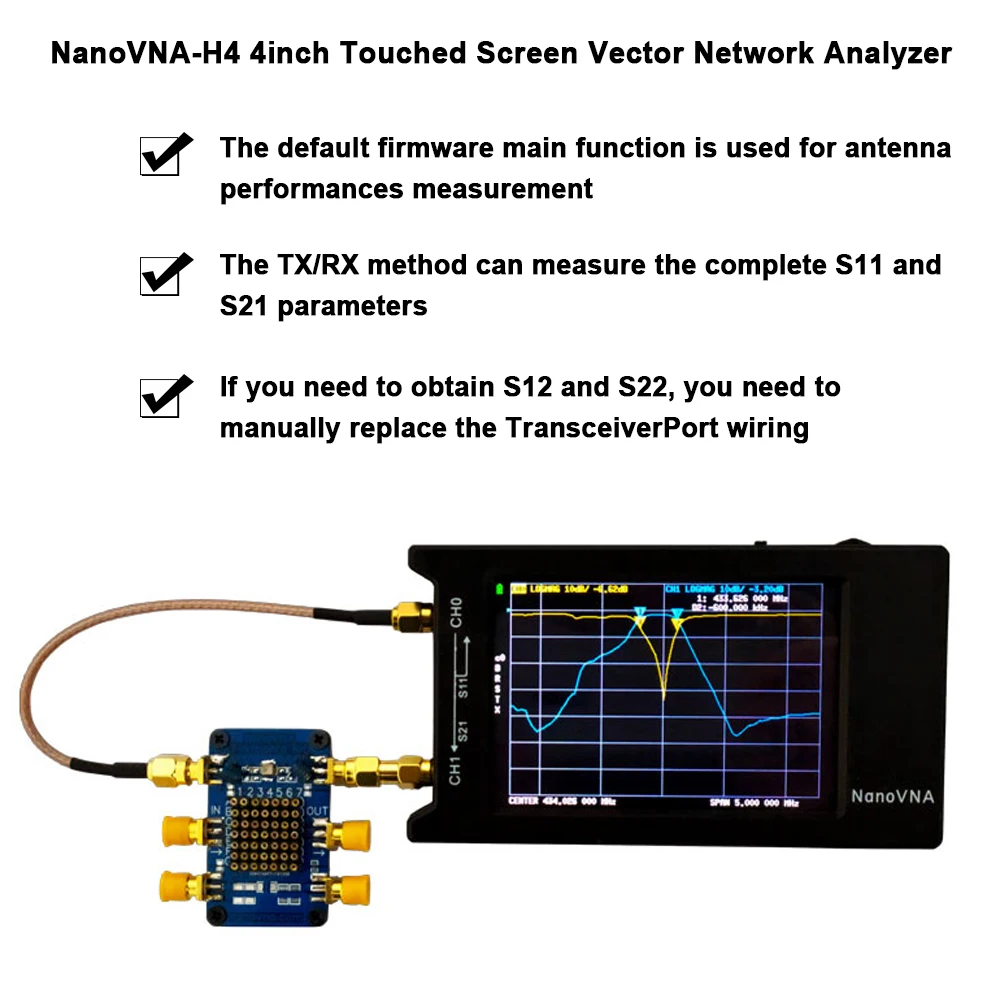 4in S-A-A-2 Nano VNA-F V2 Vector Network Analyzer Digital Nano VNA Tester MF HF VHF UHF USB Logic Antenna Analyzer Standing Wave