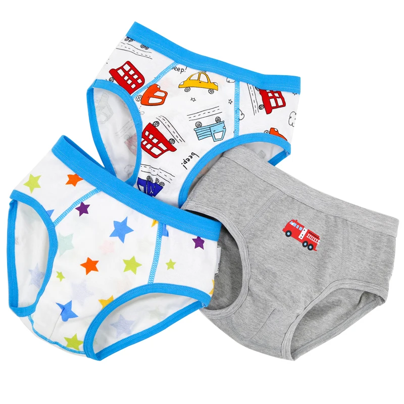 3PCs Baby Boys' Cotton Underwear Printed Soft Comfortable And Fashionable Underwear Printed Car Star
