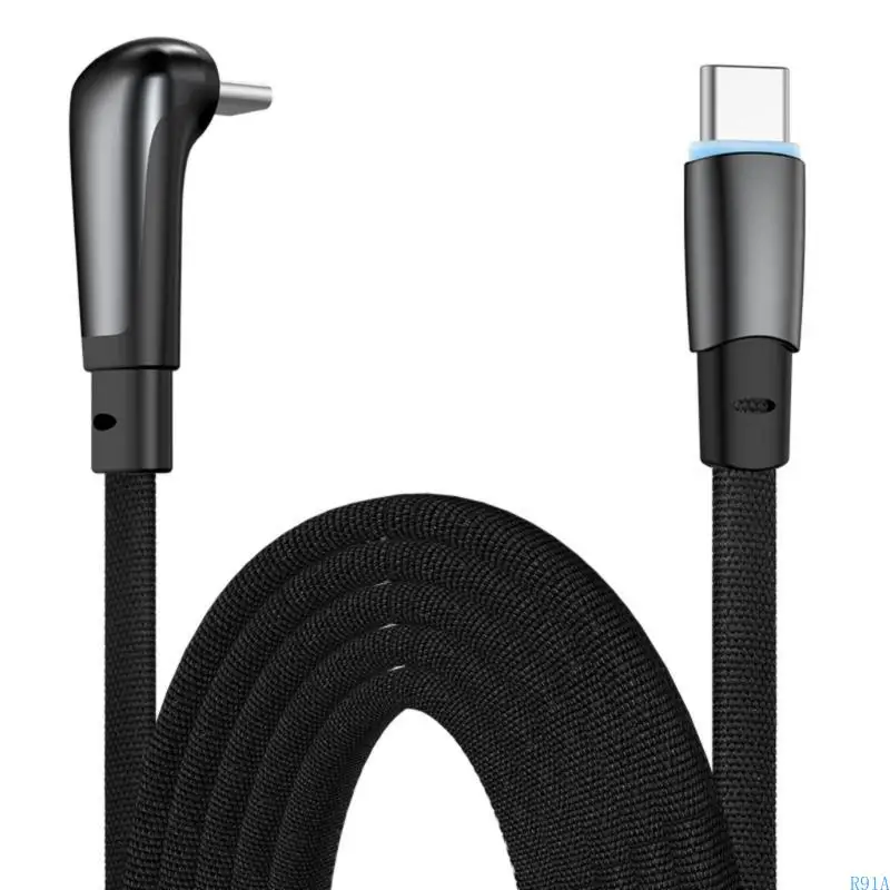 R91A Type C к типу C 90 ° Кабель кабеля локтя быстрая зарядка и передача данных PD60W подачи питания для нескольких устройств