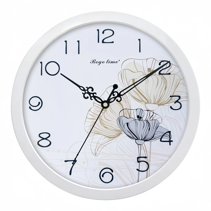 Chinese Style Modern Luxury Scanning Silent Wall Clock, 12 Inch Living Room Bedroom Floral Quartz Clock - Precise Timekeeping