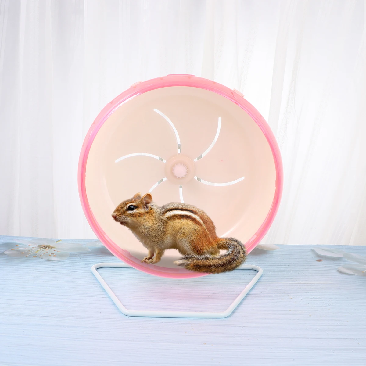 

Silent Pet Wheel Pink 22Cm Plastic Running Wheel Rest Spot for Squirrel Hedgehog Small Animal Climbing Playing