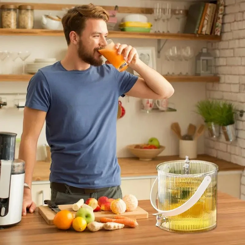 Dispensador de bebidas para geladeira, recipiente de bebidas 3,5l, torneira à prova de vazamento incluída, dispensador de bebidas para suco