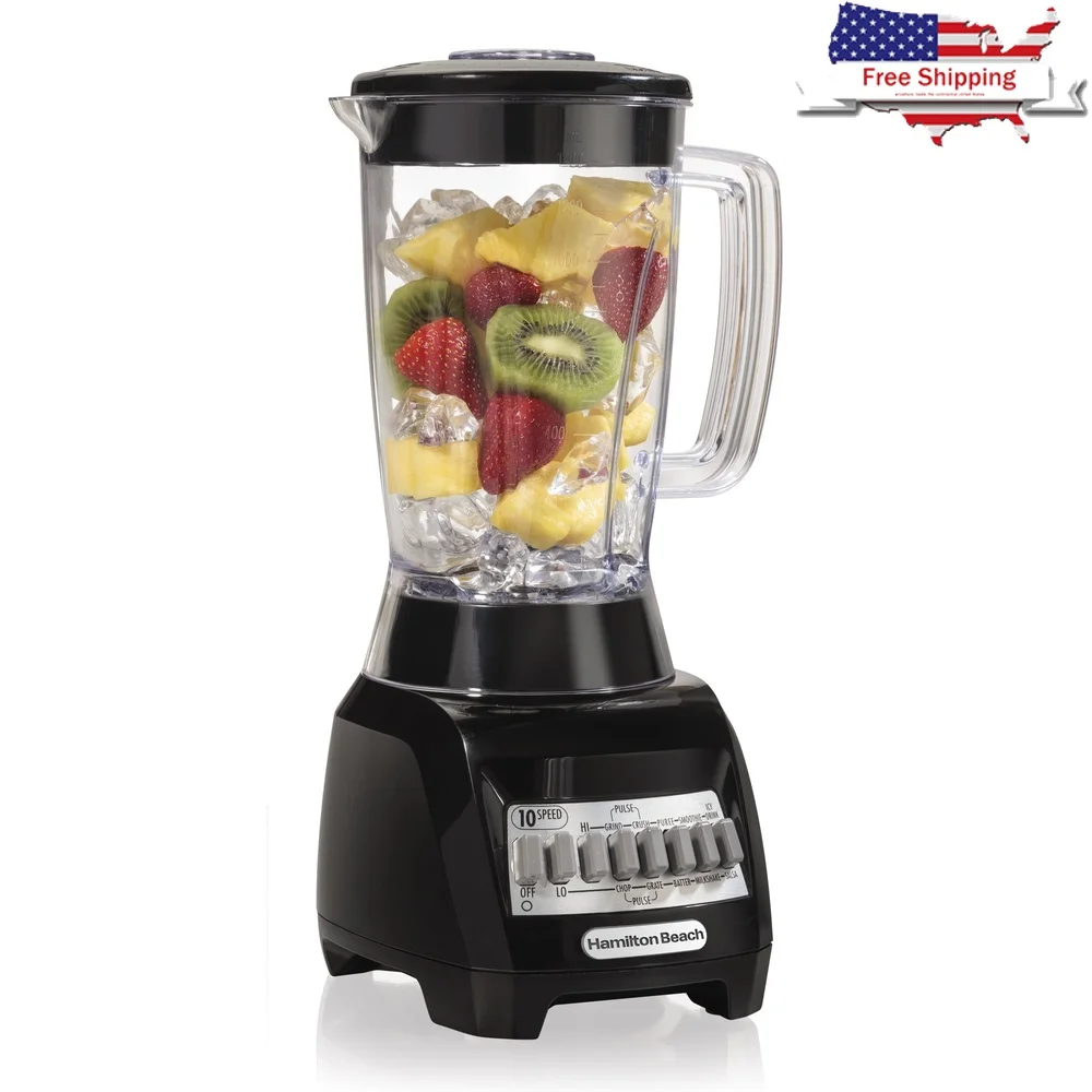 خلاط كونترتوب 10 سرعات 48 أونصة، جرة آمنة للاستخدام في غسالة الأطباق، محرك 500 وات، شفرات من الفولاذ المقاوم للصدأ، عصائر يهز المشروبات الجليدية