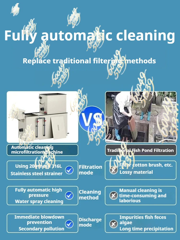 apply toAutomatic Fish Pond Filter Rotary Drum Micro Filter Aquaculture Sewage Backwashing Water Circulation Purification System