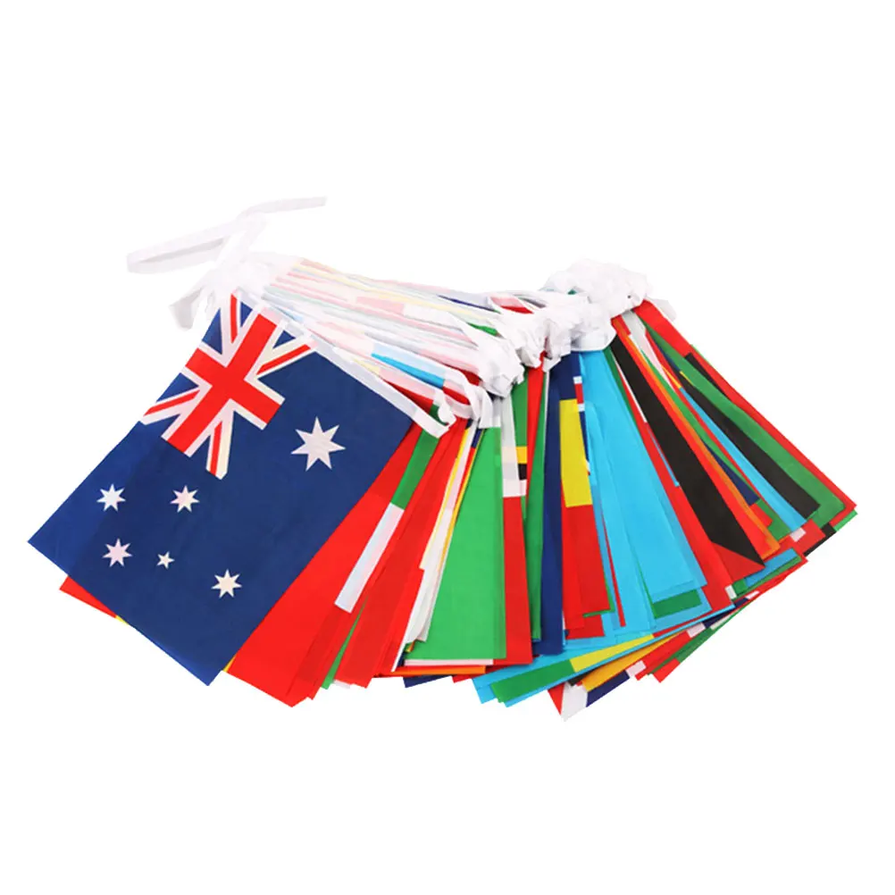 

World Flags National Game Banners Polyester Durable Bright Color Indoors Outdoors UV Resistance Small Bunting Banner Countries