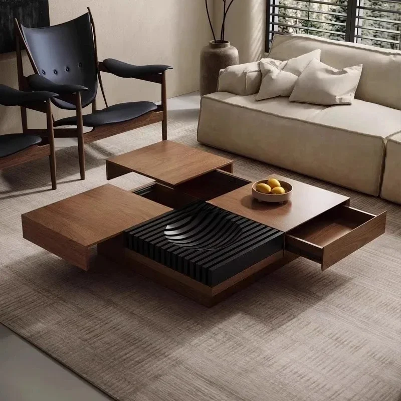 A  Medieval style solid wood coffee table living room household size square