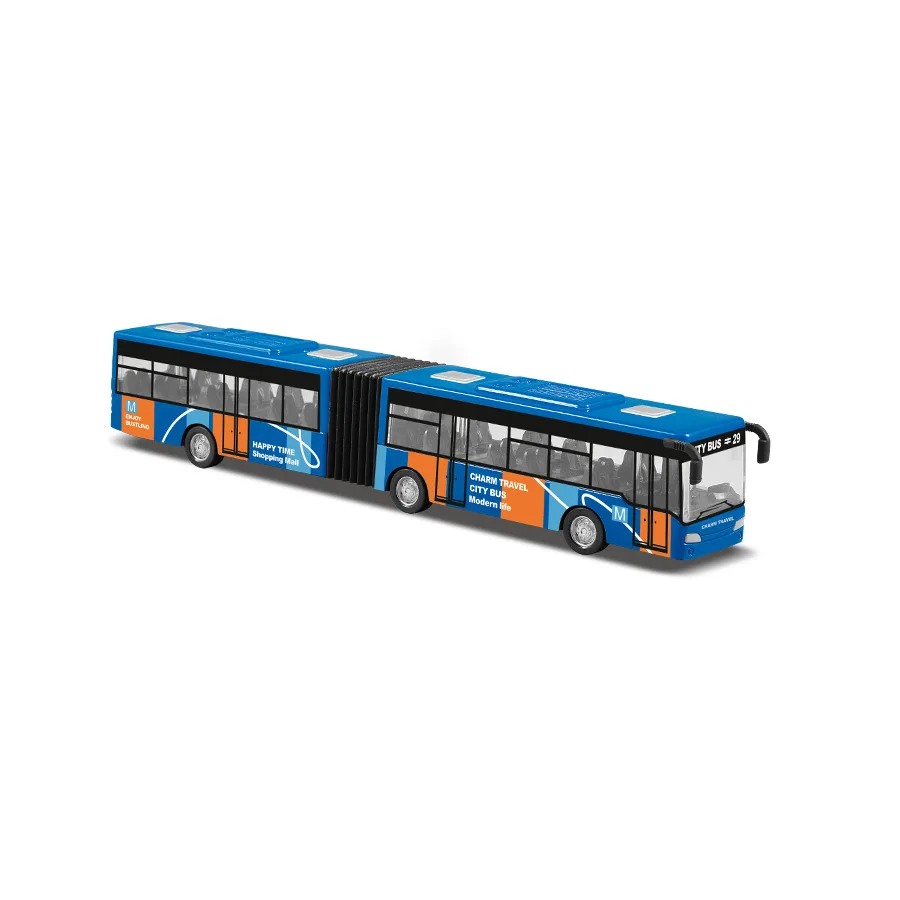Alloy Double Section Lengthened Small Bus Compact Pull-Back Simulation Children Bus Bus Toy Alloy Car Die Casting Model samochodu