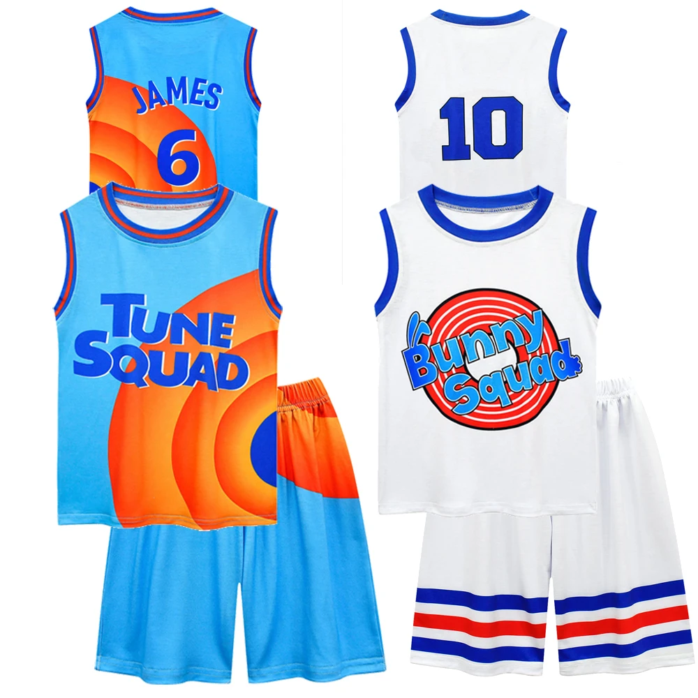 Halloween niños niñas Space Jam 2 Jersey ropa Tune Squad uniforme de baloncesto Cosplay chándal ropa deportiva niños conjunto de ropa