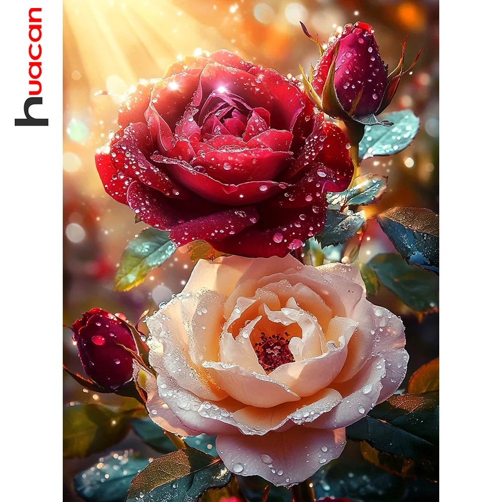Huacan Neuheiten Diamantmalerei Rose Diamant Mosaik Blume Komplettset Bastelset