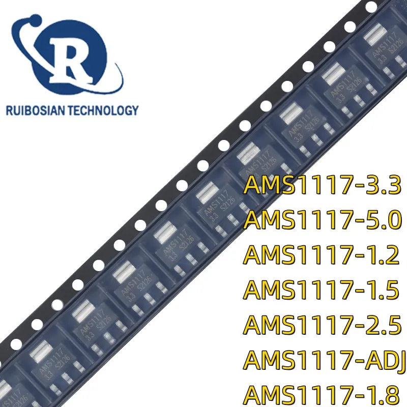 Regulador IC Tegangan, 1117 AMS1117-3.3V AMS1117-5.0V AMS1117-2.5V AMS1117-1.8V AMS1117-1.5V AMS1117-1.2V AMS1117-ADJ, 10pcs