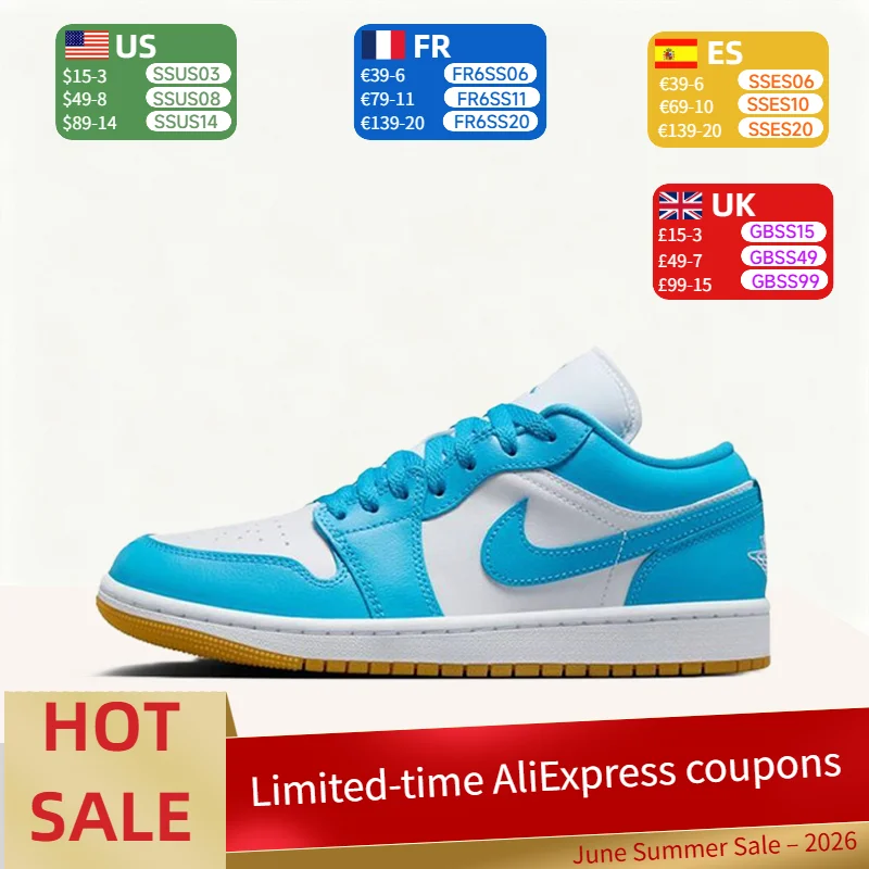 Nike Air Jordan 1 Low Fashion Retro Color-Blocking Premium Minimalist Low-Top Tênis de basquete casual para mulheres DC0774-104
