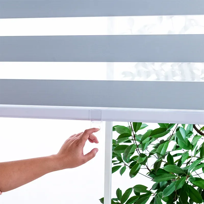 Cordless Day and Night Zebra Blinds Free-Stop Dual Layer Light Filtering Roller Windows Shades for Home and Office