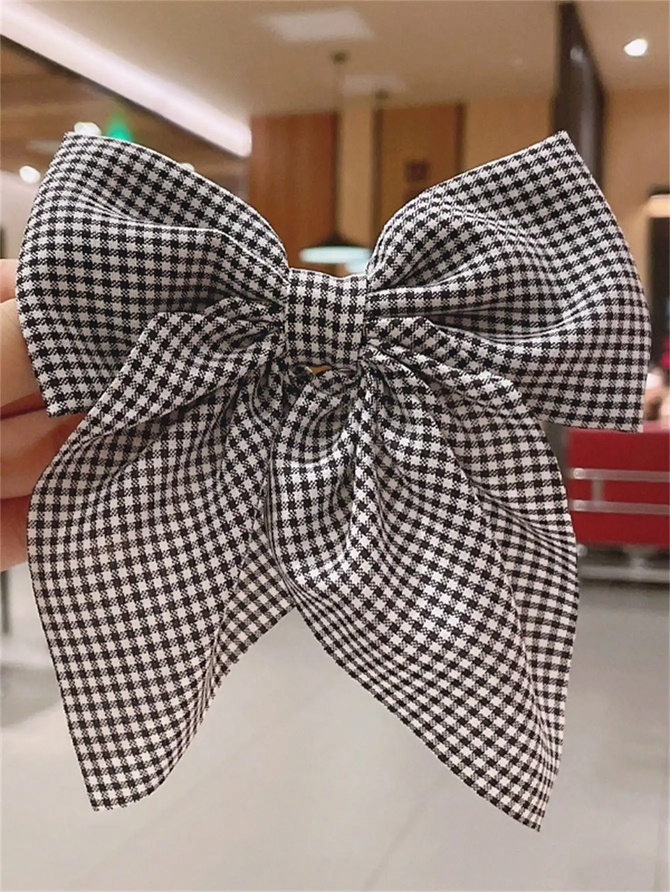 2 ladies new black red fashion temperament simple plaid bow hairpin girl head hair accessories