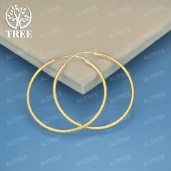 ALITREE 18K Gold 925 Sterling Silver Frosted Circle Earrings For Women Party Wedding Banquet Fashion Jewelry Hoop Earring Gifts