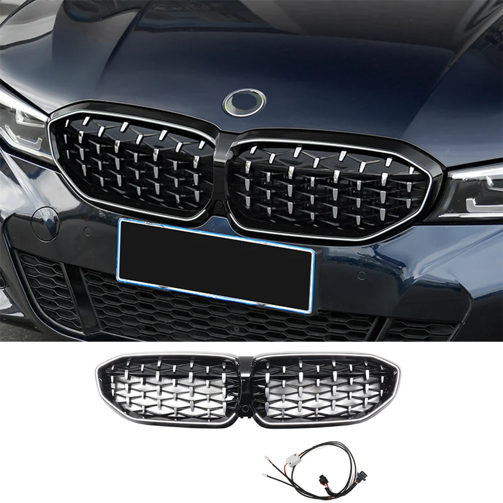 Front Racing Upper Radiator LED Grilles For BMW G20 G28 3 Series 320i 325i 330i M340i 325Li xDrive M LCI Grille 2019-2022