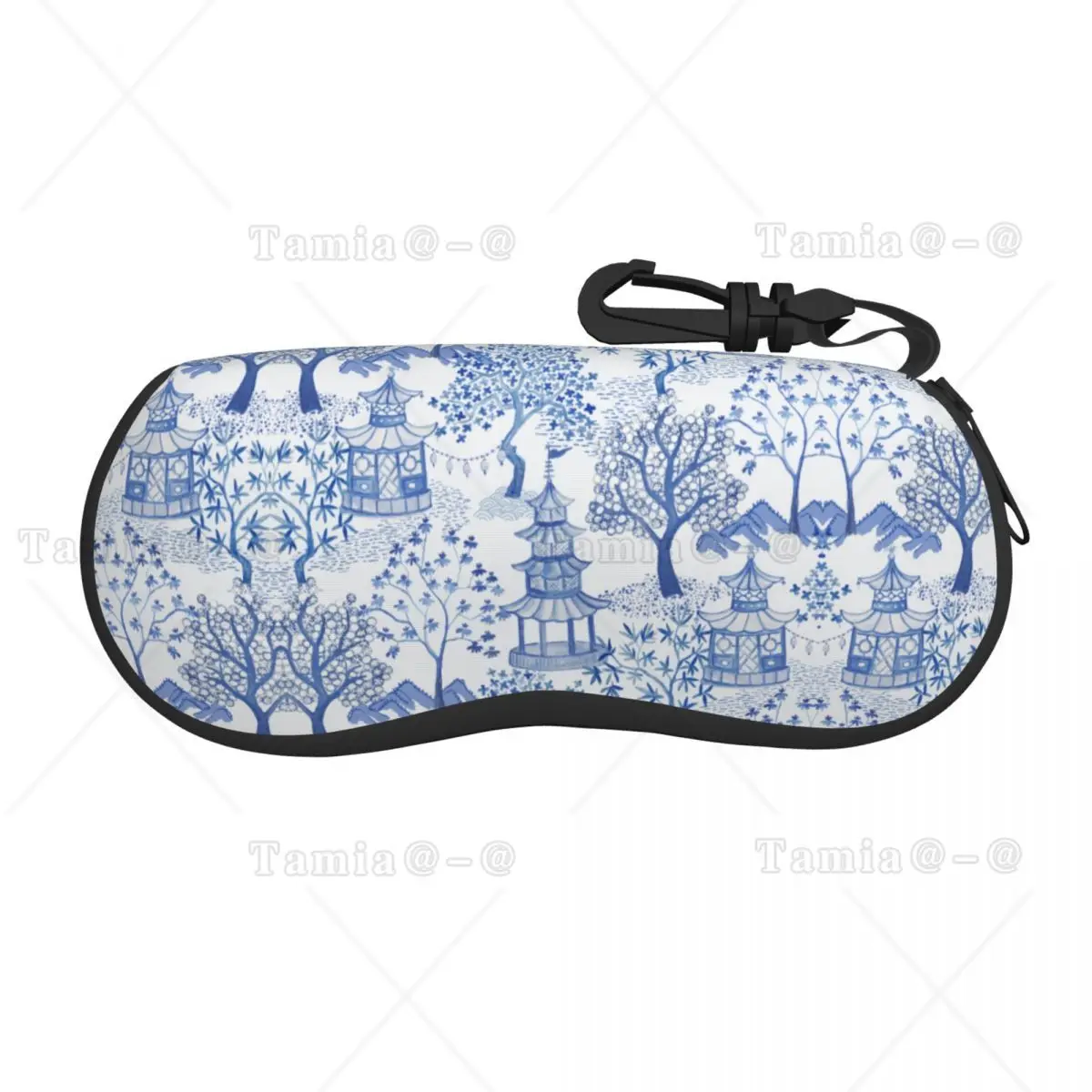 Custom Pagoda Forest Glasses Case Cool Blue Delft Vintage Chinoiserie Shell Eyeglasses Case Sunglasses Box