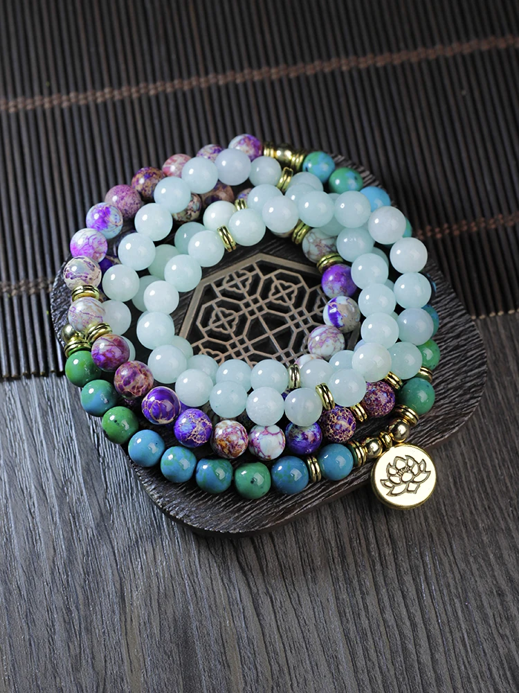 Wholesale,108 beads bracelet, Natural stone beads bracelet with lotus buddha OM,women yoga meditation necklace dropshipping