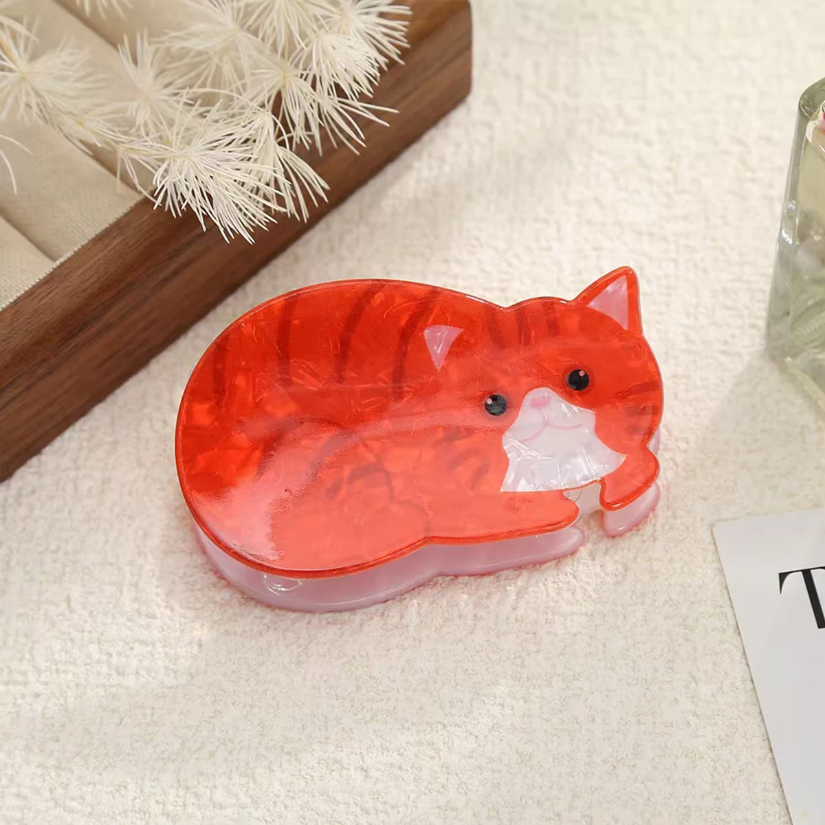 1pc cute and sweet cartoon orange cat Muppet kitten hairpin advanced sense back head hairpin shark clip hair claw image 4